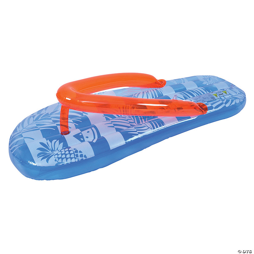Pool Central Inflatable Blue and Orange Jumbo Flip Flop Pool Float  65-Inch Image