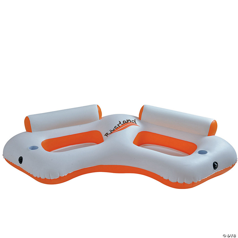 Pool Central Inflatable Orange and White River Land Two Swimming Pool Sofa 85-Inch Image