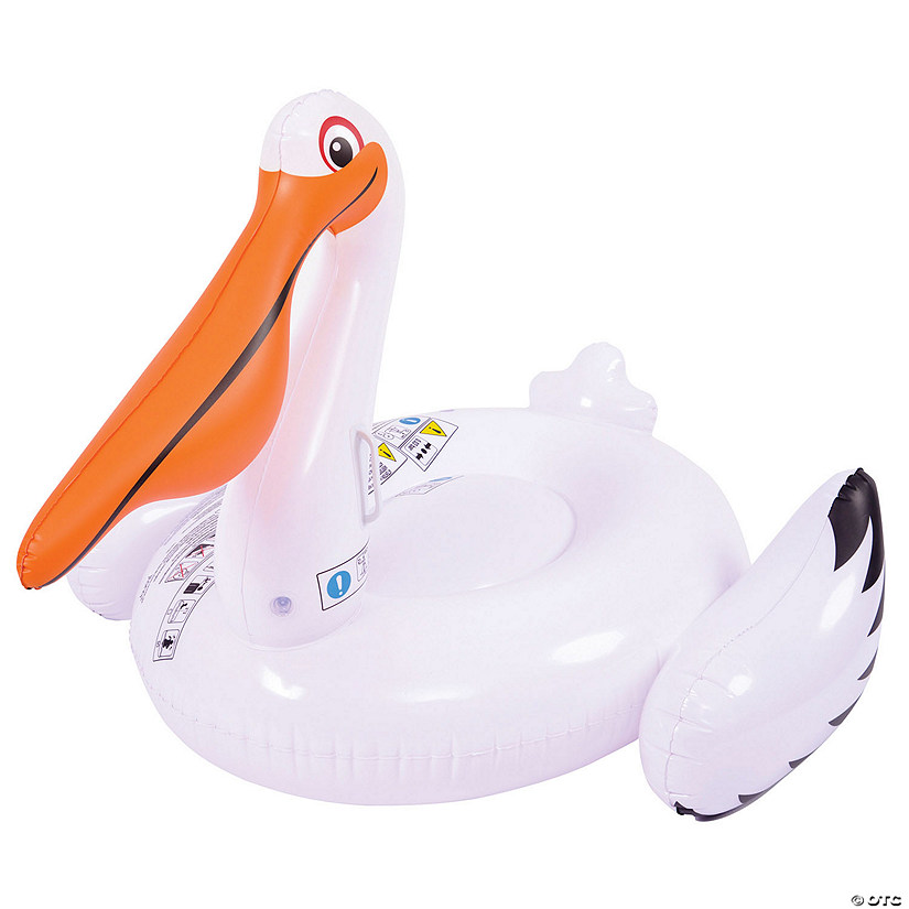 Pool Central Inflatable White and Orange Inflatable Pelican Swimming Pool Float  50-Inch Image