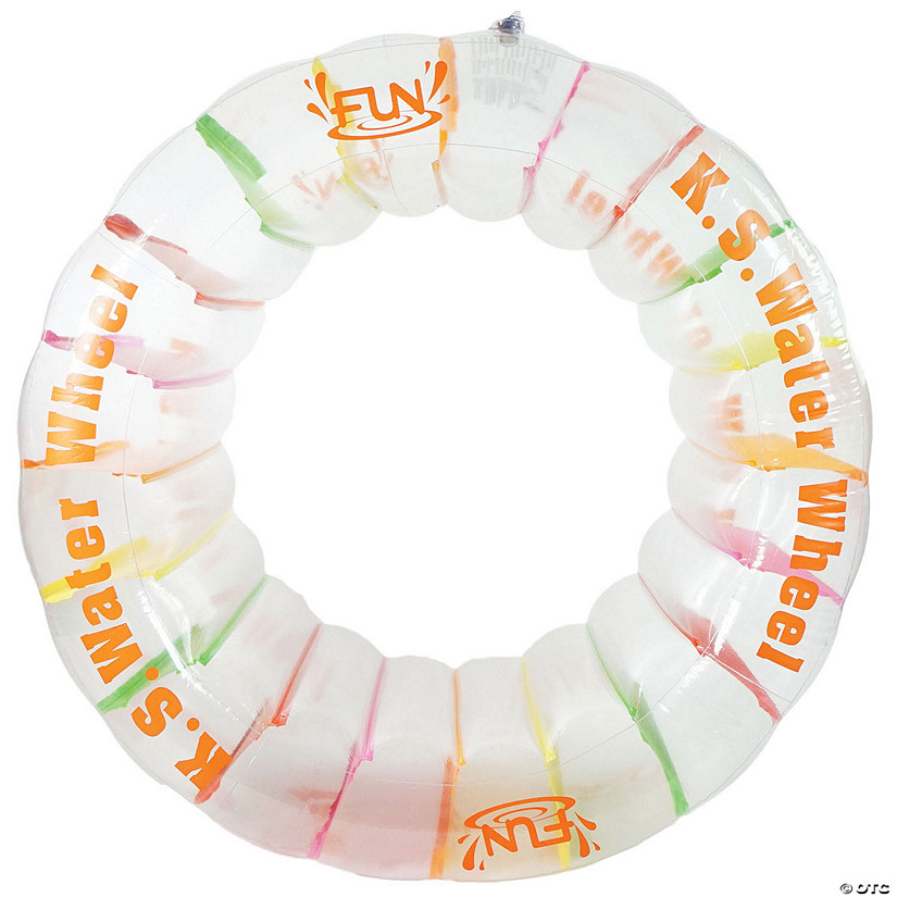 Pool Central Inflatable White and Orange Swimming Pool Water Wheel Float Toy  49-Inch Image