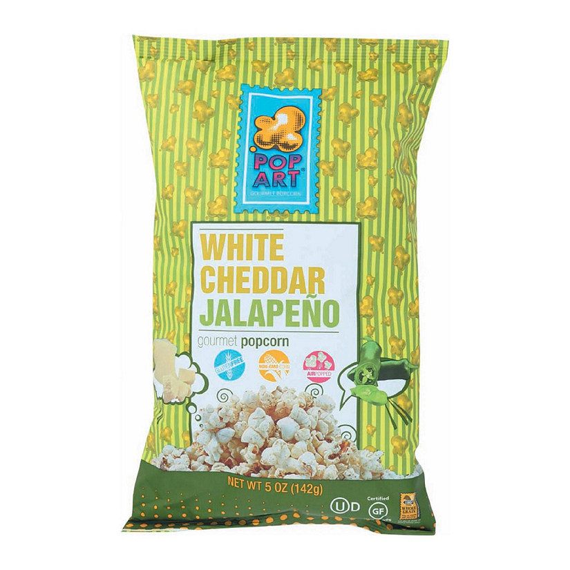 Pop Art Gourmet Popcorn - White Cheddar Jalapeno - Case of 9 - 5 oz. Image