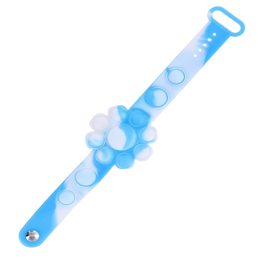 Pop Fidget Toy 13-Button Blue and White Flower Bracelet Accessory Image