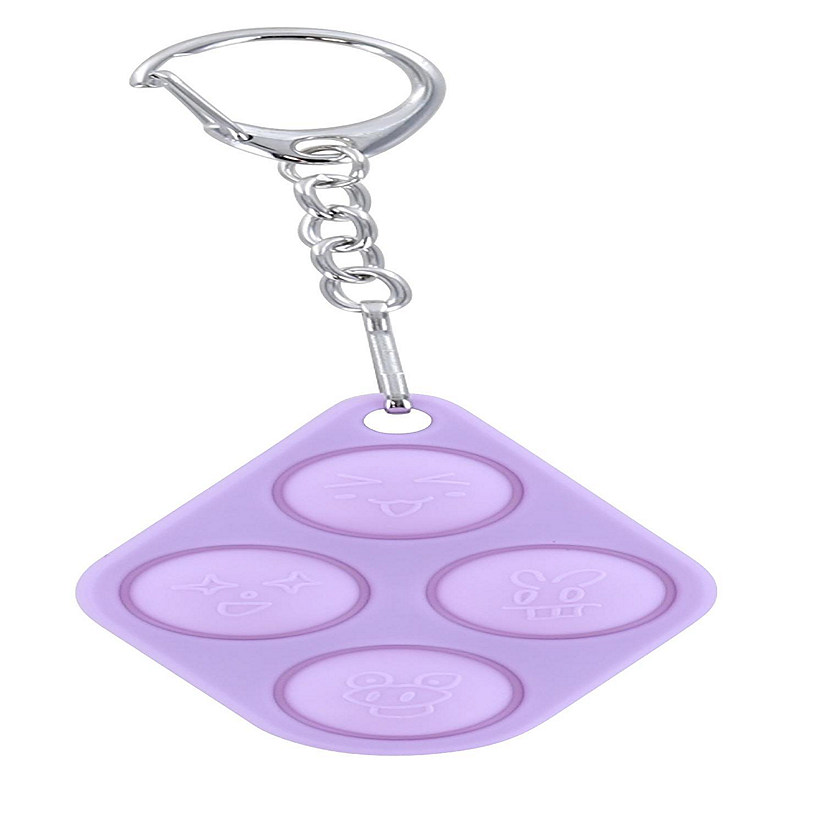 Pop Fidget Toy Purple 4-Button Silicone Keychain Accessory Image