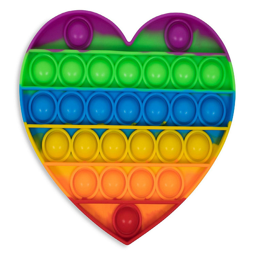 Pop Fidget Toy Silicone Bubble Popping Game  Rainbow Heart Image