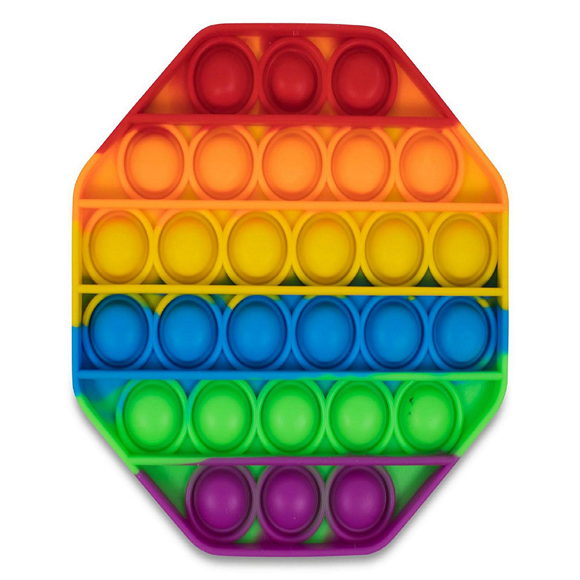 Pop Fidget Toy Silicone Bubble Popping Game  Rainbow Octagon Image