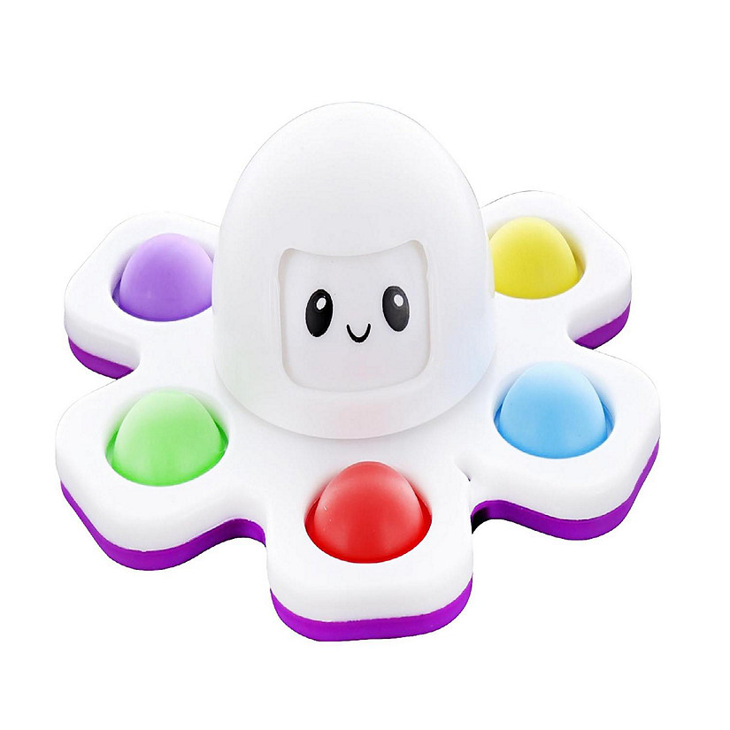 Pop Fidget Toy Spinner Face-Changing White Octopus 6-Button Bubble Popping Game Image