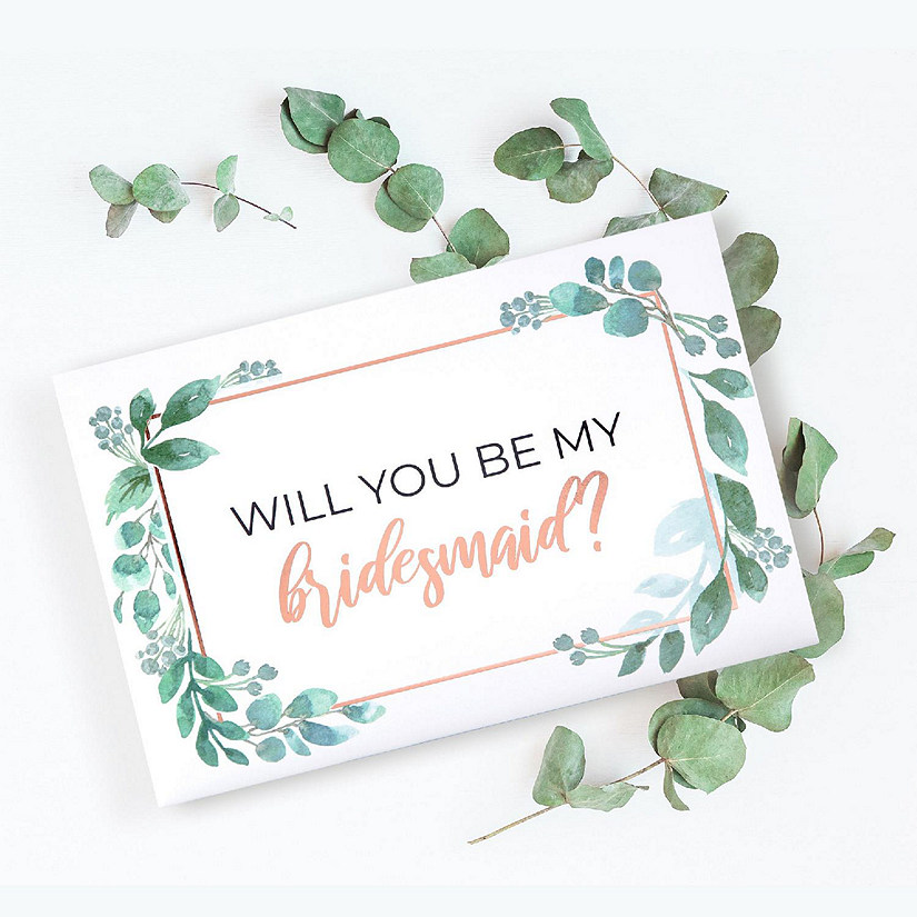Pop Fizz Designs Greenery with Rose Gold Foil Bridesmaid Box Set 6 pack Image