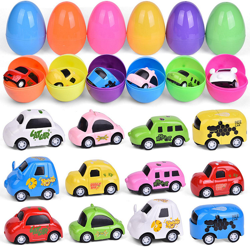 PopFun 3.5" Easter Eggs with Stylish Mini Cars 12 Pc Image