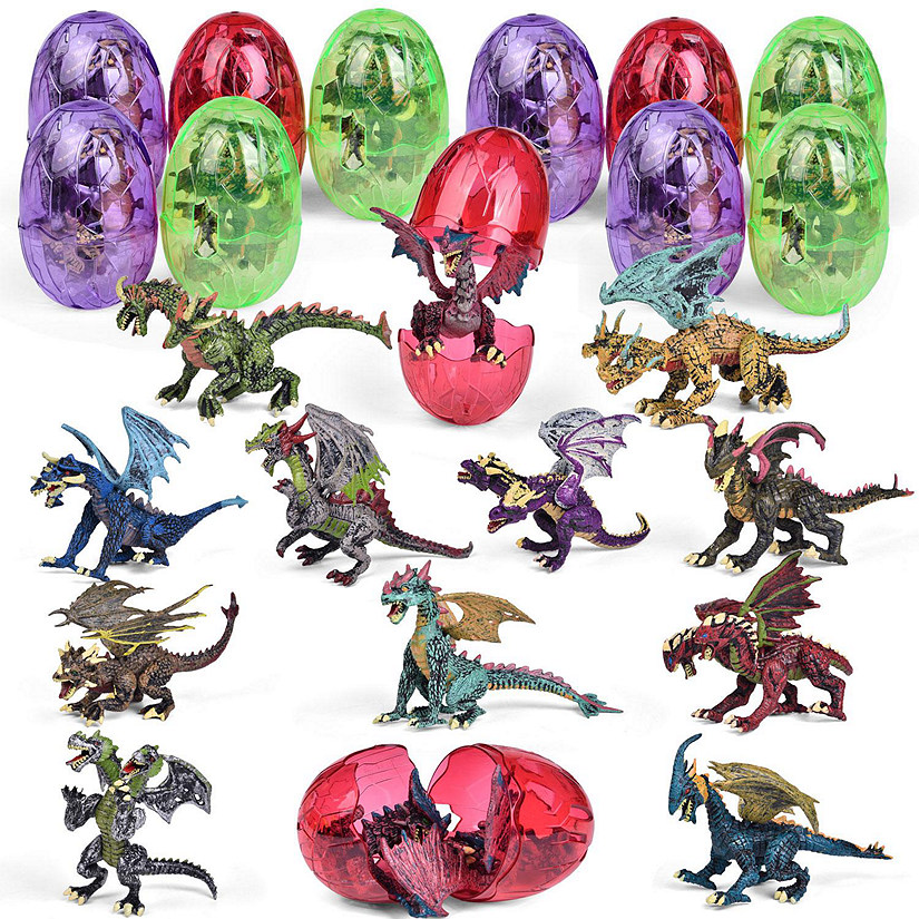PopFun 3.8" Easter Eggs with Dragon Toys 12 Pc Image