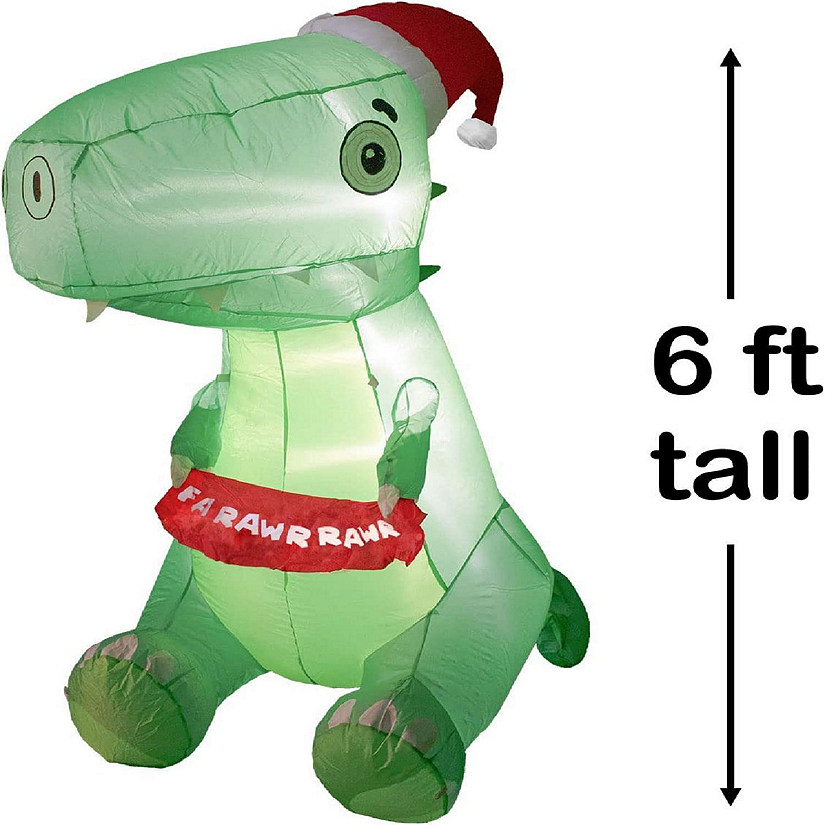 PopFun-6' Ft Christmas Dinosaur Holiday Inflatable Image