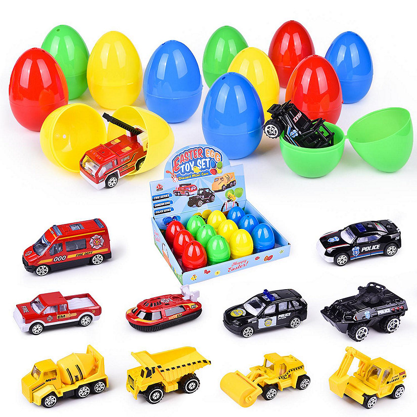 PopFun Easter Egg Fire Police Cars 12 Pc Image