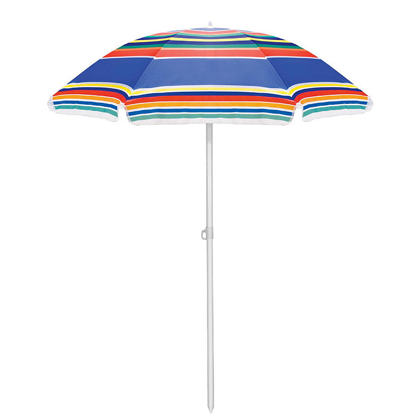 Portable Beach Umbrella - Multicolor Stripe Pattern Image