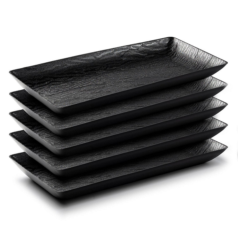 Posh Setting 6.25 x 14 Inch Rectangle Black  Serving Tray -  5 pack Image