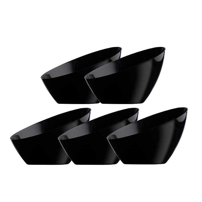 Posh Setting Black Angled Plastic Small Serving Bowls - 8 oz. - 5 Pack Image