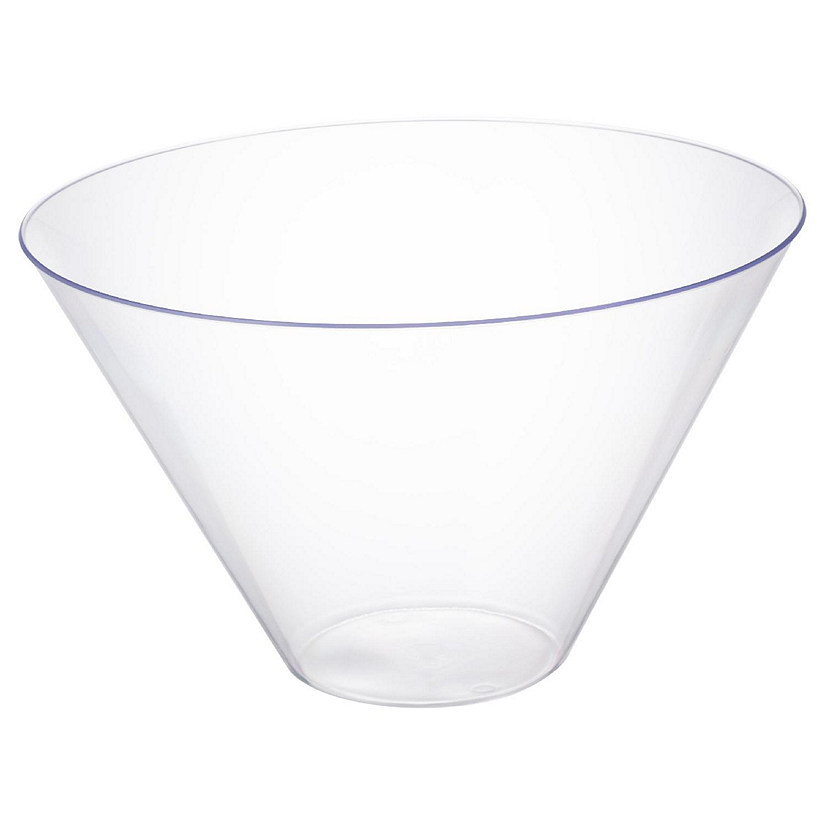 Posh Setting Clear Plastic Cone Shaped Salad Bowl - 96 oz. - 5 Pack Image
