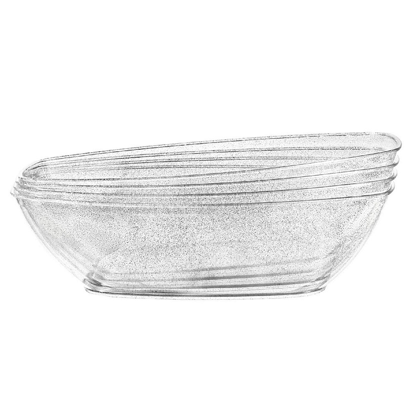 Posh Setting Silver Glitter Oval Salad Bowl - 72 oz. - 4 Pack Image