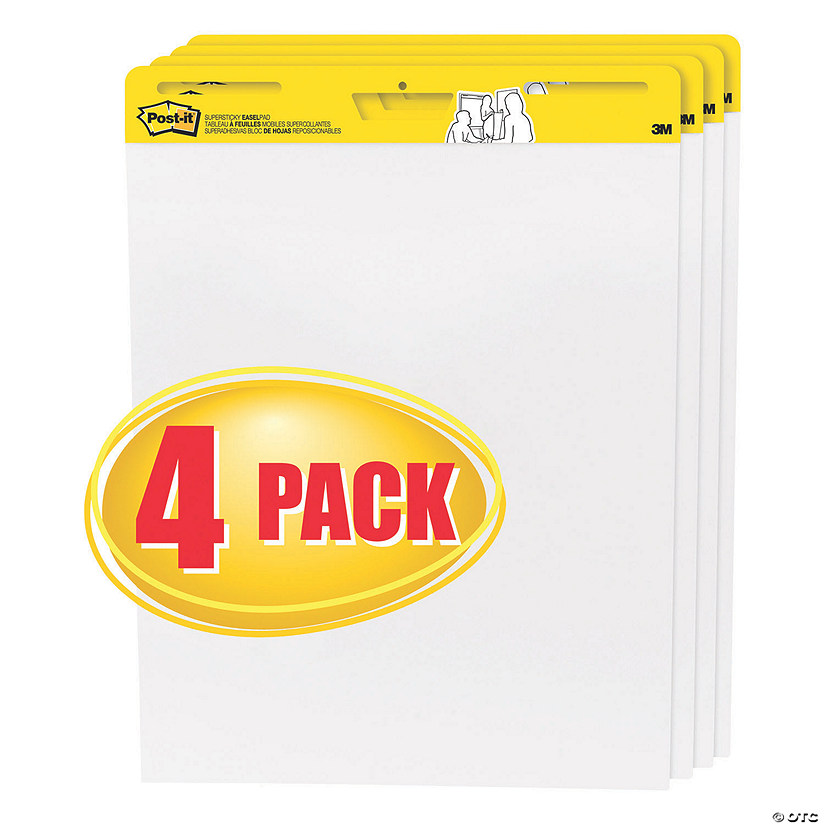 Postit Easel Pad, 25" x 30" Pack of 4 Self Stick Sheets, 30 Sheets