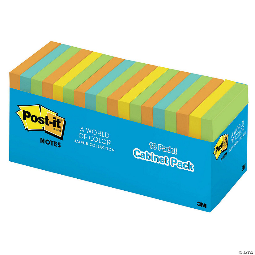 Postit Notes, 3" x 3", Jaipur Collection, 18 Pack