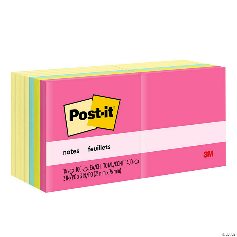 Post-it Notes Value Pack, 3 in x 3 in, Canary Yellow and Poptimistic Collection, 14 Pads Image