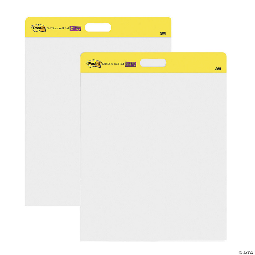 Post-it Wall Pad, 20 in x 23 in, White, 20 Sheets/Pad, 2 Pads/Pack, Mounts with Command Strips included Image