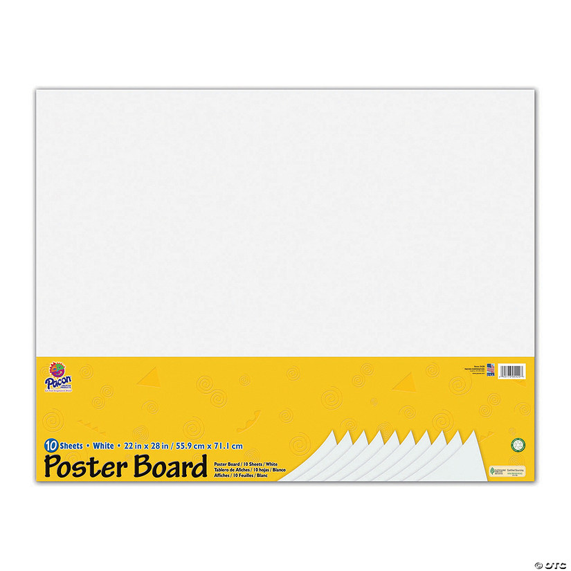Poster Board, White, 22" x 28", 10 Sheets Per Pack, 3 Packs Image
