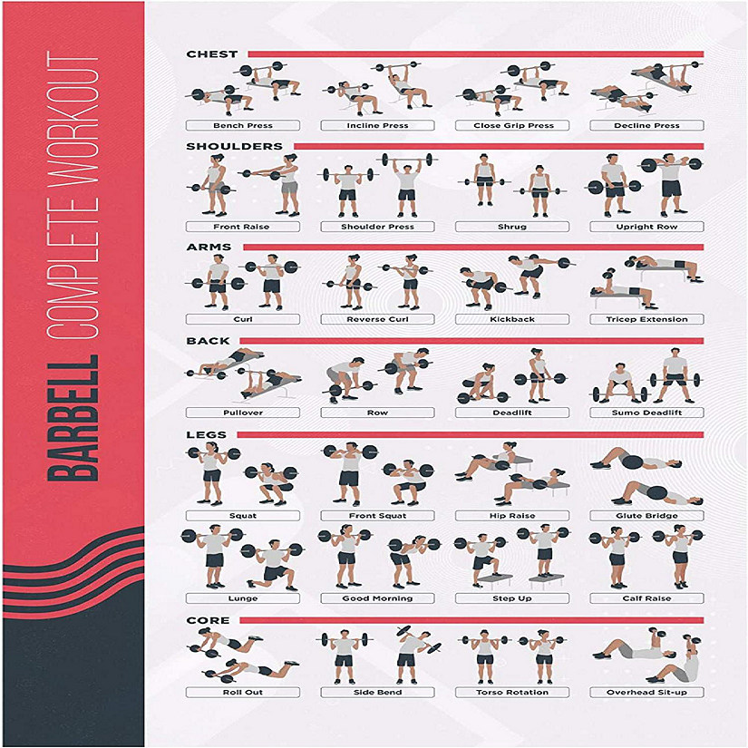 PosterMate FitMate Barbell Workout Exercise Poster - Workout Routine   (20 x 30 Inch) Image
