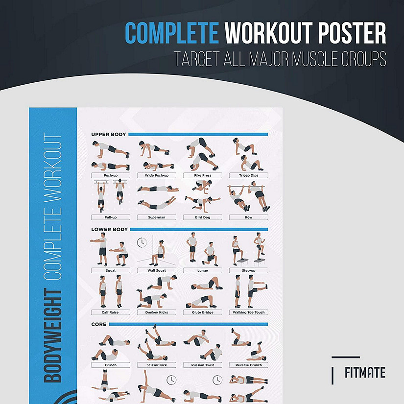 PosterMate FitMate Bodyweight Workout Exercise Poster - Workout Routine   (20 x 30 Inch) Image