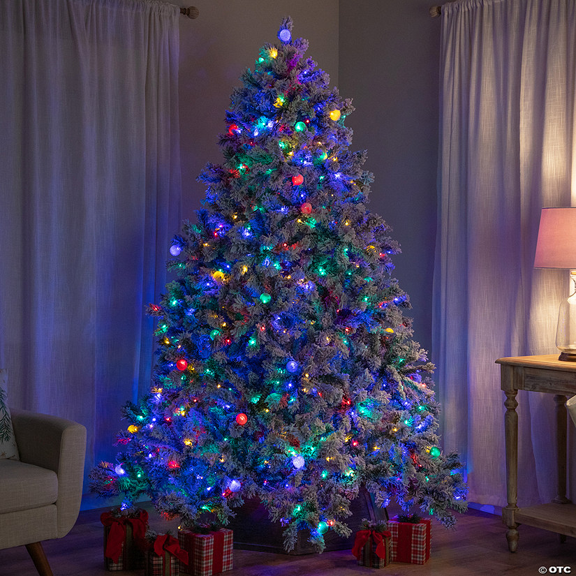 Pre-Lit Full Flocked Glacier Pine Artificial Christmas Tree - 7.5' Multi LED Image