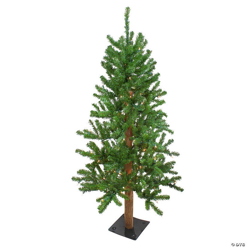 Pre-Lit Medium Alpine Artificial Christmas Tree - 4' - Clear Lights Image