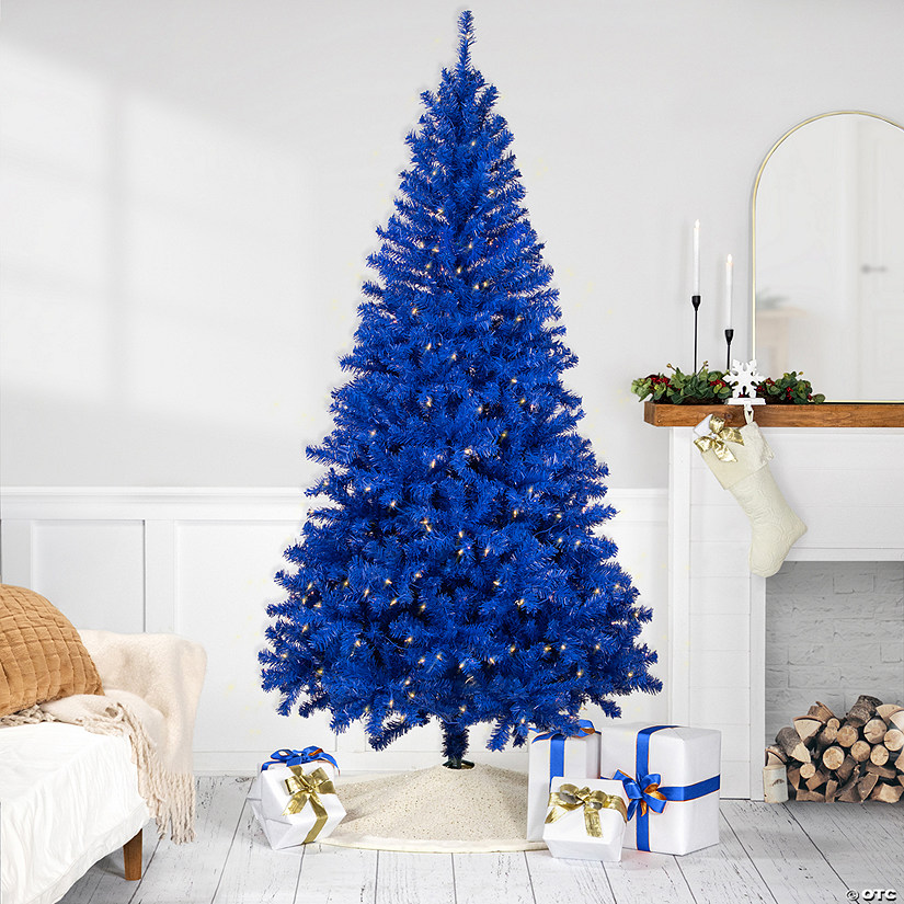Pre-Lit Medium Artificial Pine Christmas Tree - 7' - Royal Blue - Clear Lights Image