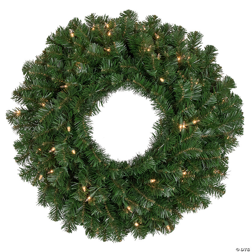 Pre-Lit Windsor Pine Artificial Christmas Wreath - 24-Inch  Clear Lights Image