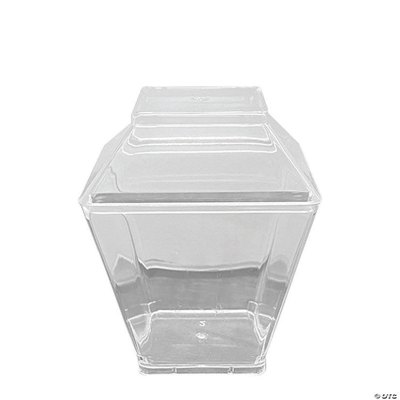 Premium 3.5 oz. Clear Square Disposable Plastic Mini Cups with Lids (288 Cups) Image