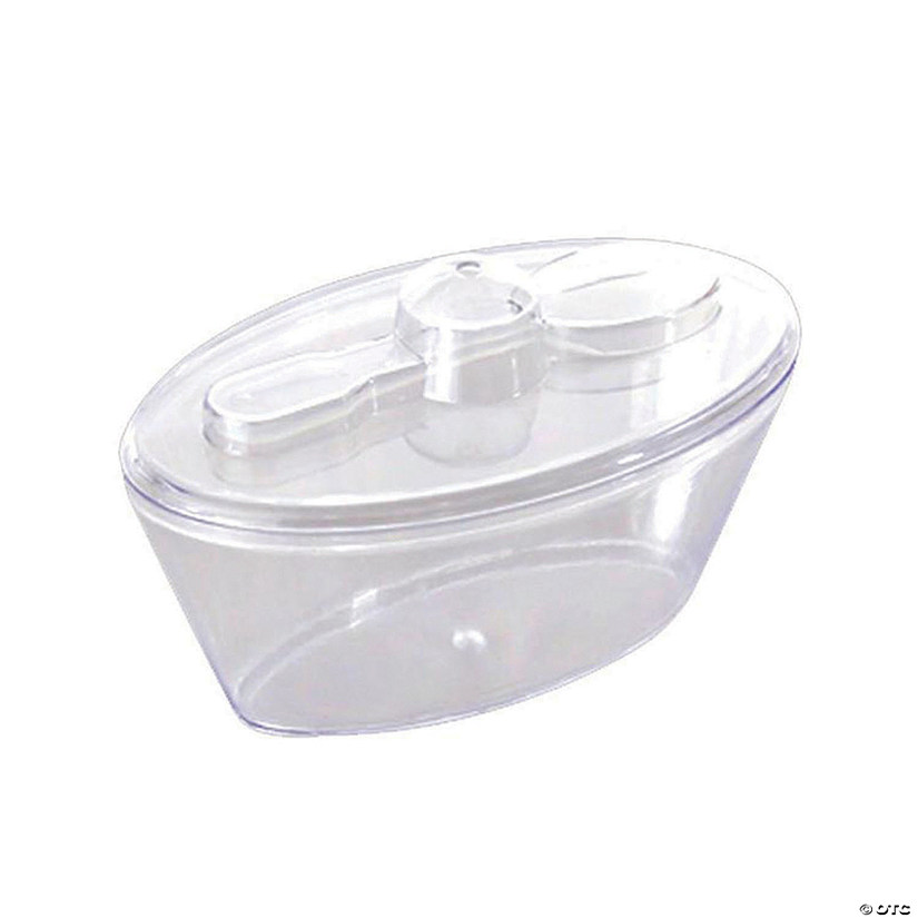 Premium 4 oz. Clear Oval Plastic Mini Cups with Lids and Spoons (288 Cups) Image