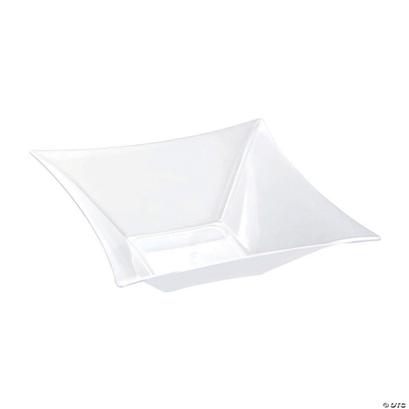 Premium 42 oz. White Middle Square Disposable Plastic Bowls (24 Bowls) Image