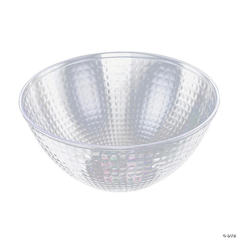 Premium 96 oz. Clear Diamond Design Round Disposable Plastic Bowls (24 Bowls) Image