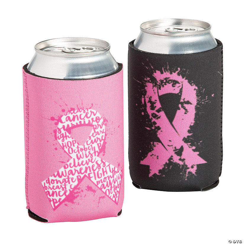 Premium Breast Cancer Awareness Can Coolers - 12 Pc. Image