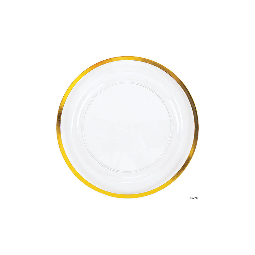 Premium Clear Plastic Dessert Plates with Gold Trim - 25 Ct. Image