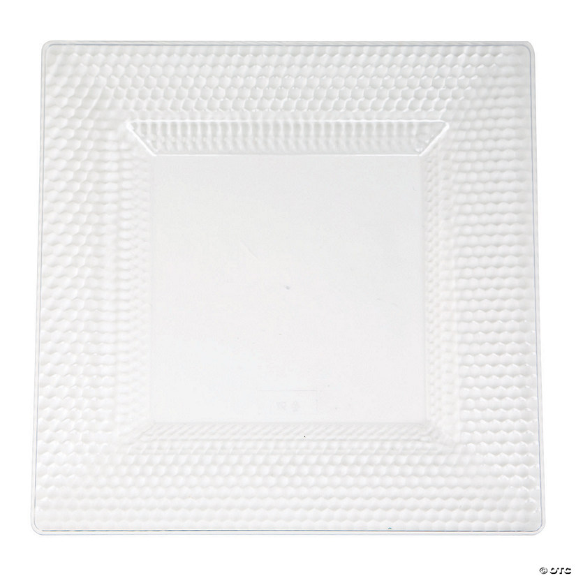 Premium Clear Square Plastic Dinner Plates with Border 10