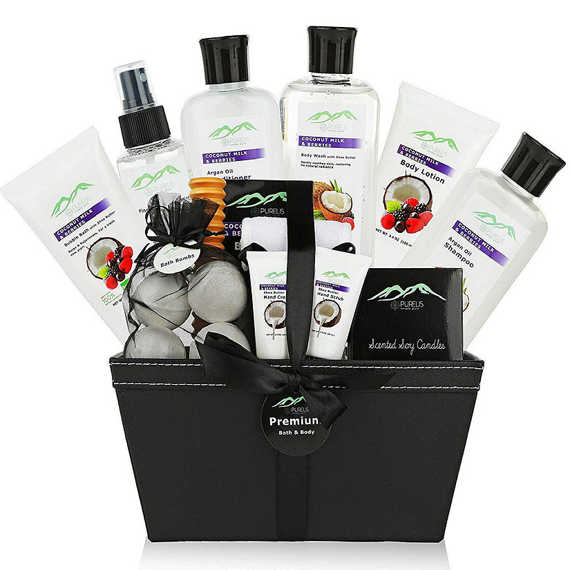 Premium Coconut and Berry 16-Piece Spa Bath and Body Gift Basket Image