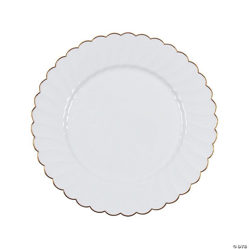 Premium Elegance Plastic Dinner Plates with Gold Edge Oriental Trading
