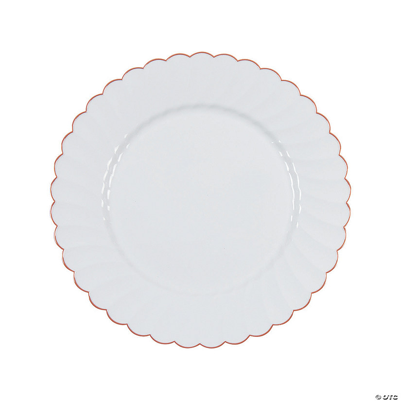 Premium Elegance Plastic Dinner Plates with Rose Gold Edge - 25 Ct. Image