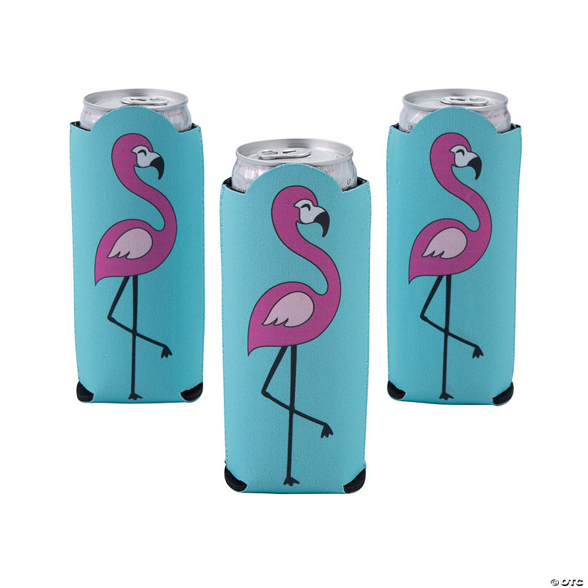 Premium Flamingo Slim Fit Can Coolers - 12 Pc. Image