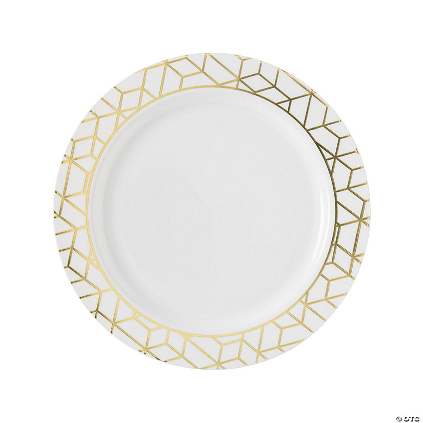 Premium Geometric Plastic Dinner Plates &#8211; 25 Ct. Image