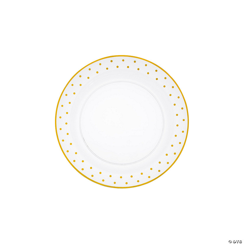 Premium Gold Dot Clear Plastic Dessert Plates - 25 Ct. Image