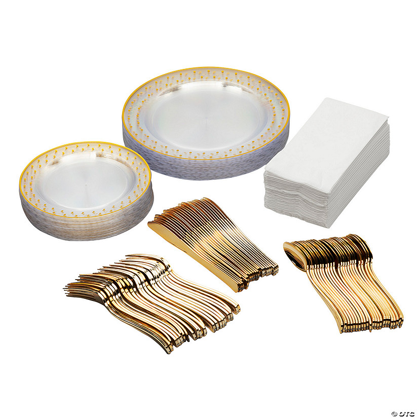 Premium Gold Dot Tableware Kit for 24 Guests Image