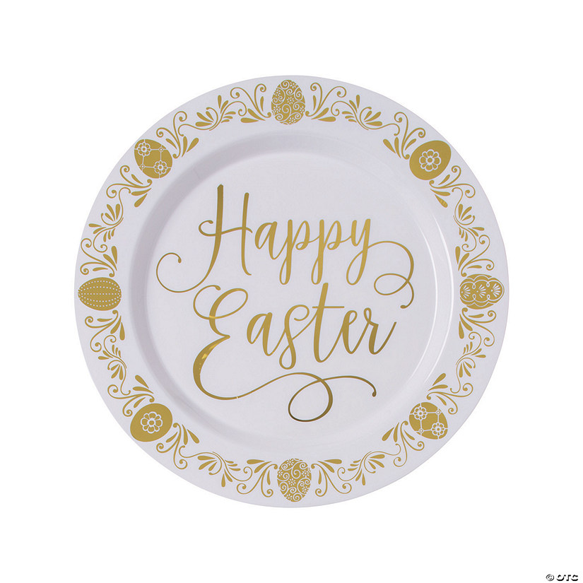 Premium Gold Happy Easter Plastic Dinner Plates 10 Ct. Oriental Trading