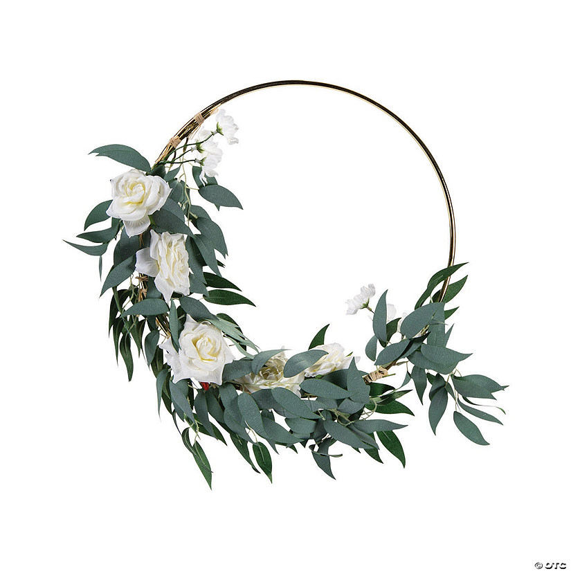 Premium Gold Hoop Decoration with White Roses Image