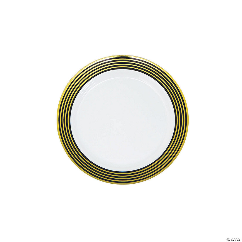 Premium Gold Stripe Plastic Dessert Plates - 20 Ct. Image