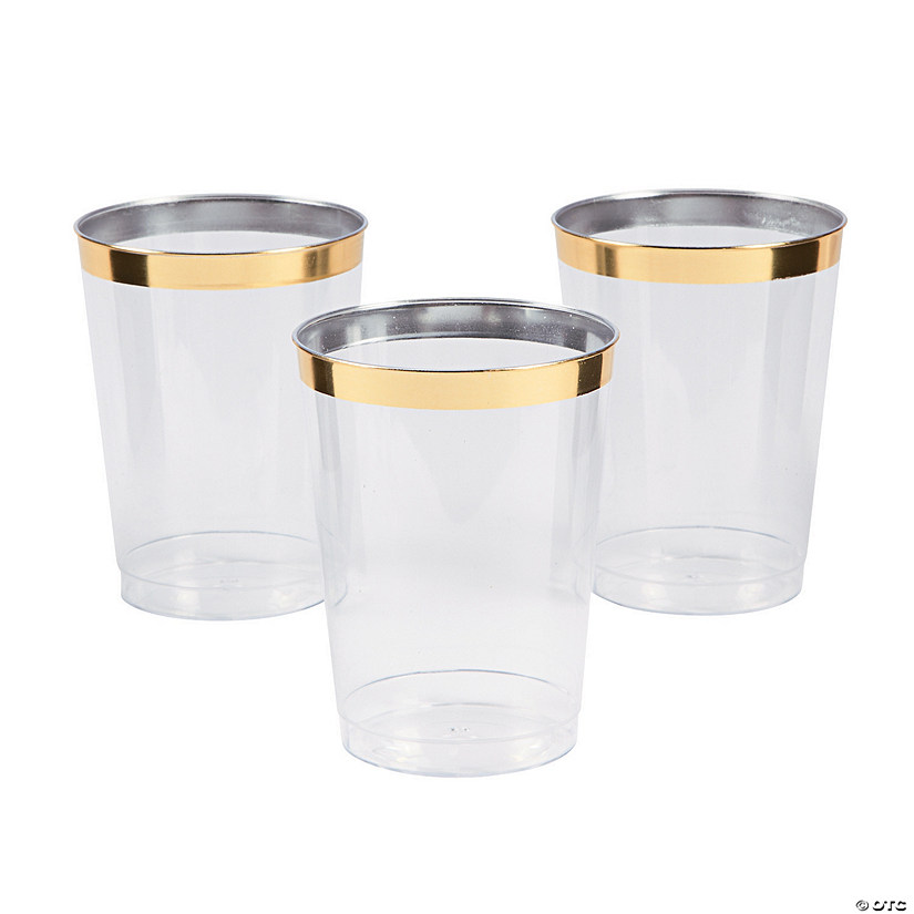 Premium Gold-Trim Clear Plastic Cups - 20 Pc. Image