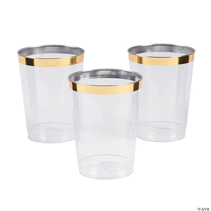 Premium GoldTrim Clear Plastic Cups 20 Pc. Oriental Trading